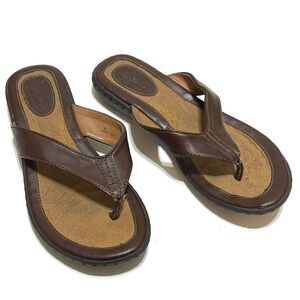 Born Concept BOC Women Brown Faux Leather Slip On Sandals Size 7M